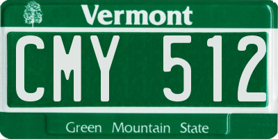 VT license plate CMY512