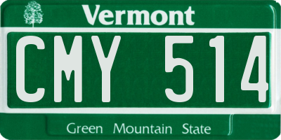 VT license plate CMY514