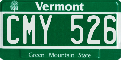 VT license plate CMY526
