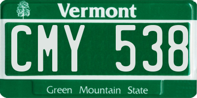 VT license plate CMY538