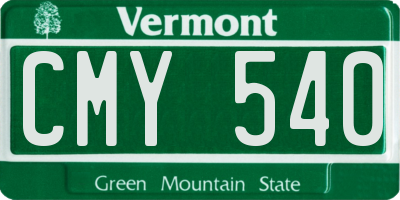 VT license plate CMY540