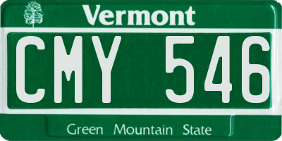 VT license plate CMY546