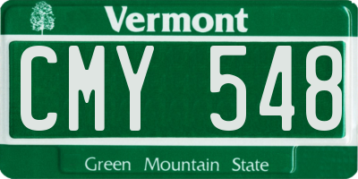 VT license plate CMY548