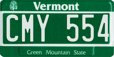 VT license plate CMY554