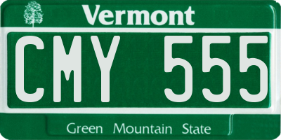 VT license plate CMY555
