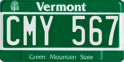 VT license plate CMY567