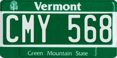 VT license plate CMY568