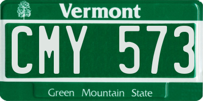 VT license plate CMY573