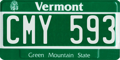VT license plate CMY593