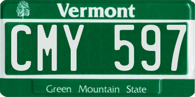 VT license plate CMY597