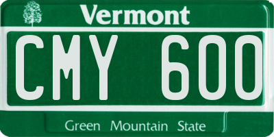 VT license plate CMY600