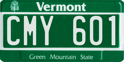 VT license plate CMY601