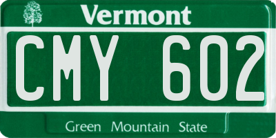 VT license plate CMY602