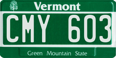 VT license plate CMY603