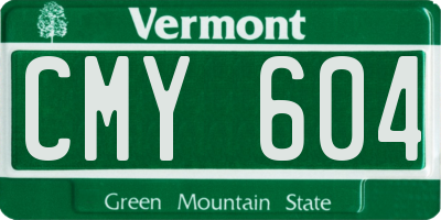 VT license plate CMY604