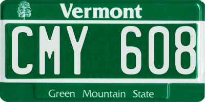 VT license plate CMY608