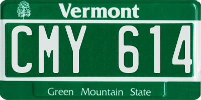 VT license plate CMY614