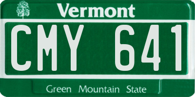 VT license plate CMY641