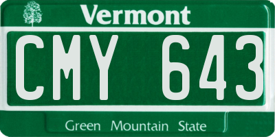 VT license plate CMY643