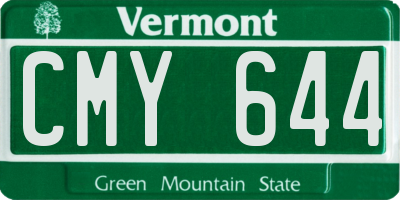 VT license plate CMY644