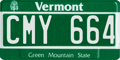 VT license plate CMY664