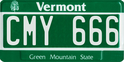 VT license plate CMY666