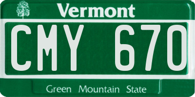 VT license plate CMY670