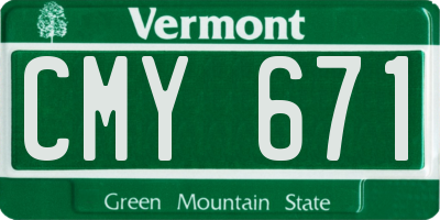 VT license plate CMY671