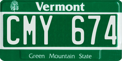 VT license plate CMY674