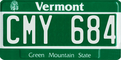 VT license plate CMY684