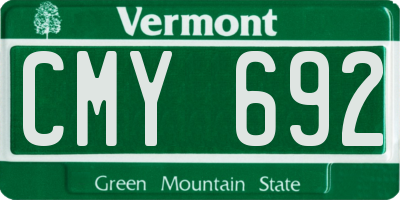 VT license plate CMY692