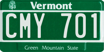 VT license plate CMY701