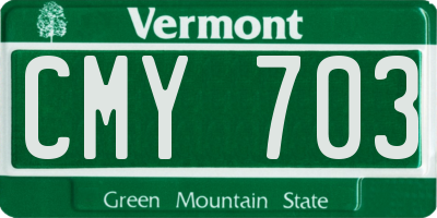 VT license plate CMY703
