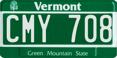 VT license plate CMY708