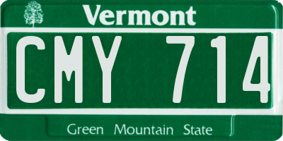 VT license plate CMY714