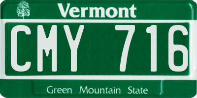 VT license plate CMY716