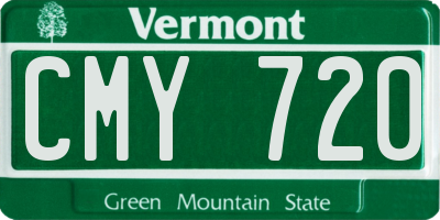 VT license plate CMY720
