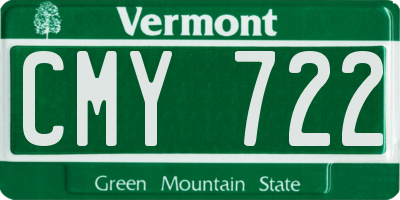 VT license plate CMY722