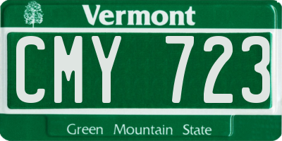 VT license plate CMY723