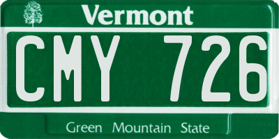 VT license plate CMY726