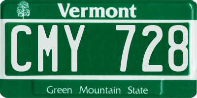 VT license plate CMY728
