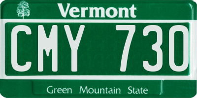 VT license plate CMY730