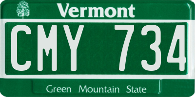 VT license plate CMY734
