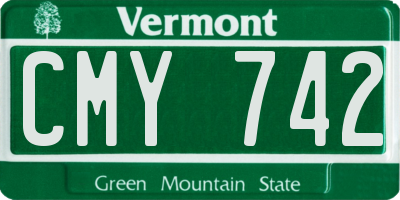 VT license plate CMY742