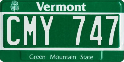 VT license plate CMY747