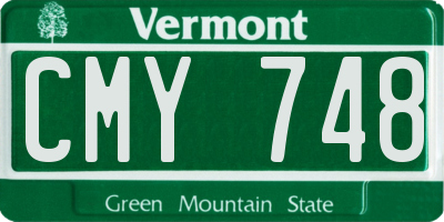 VT license plate CMY748