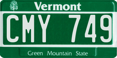 VT license plate CMY749