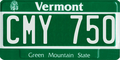 VT license plate CMY750
