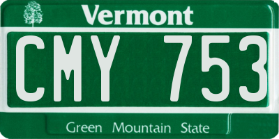 VT license plate CMY753
