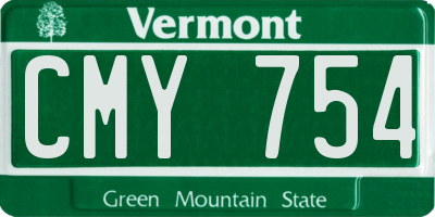 VT license plate CMY754